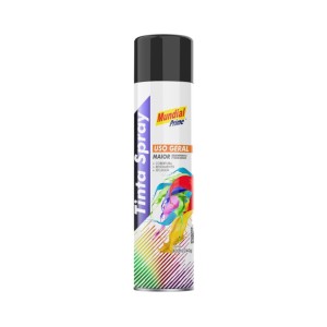 Tinta Spray Preto Semi Brilho Uso Geral Mundial Prime 400ml